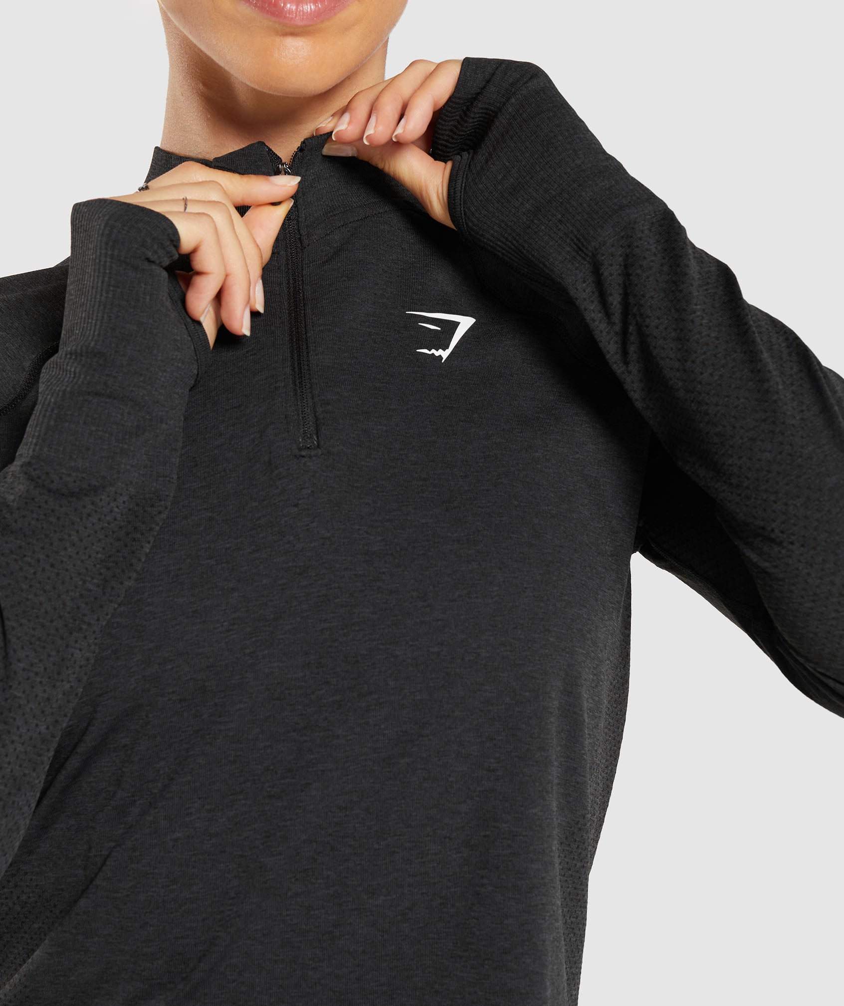 Vital Seamless 2.0 1/4 Track Top in Black Marl - view 5