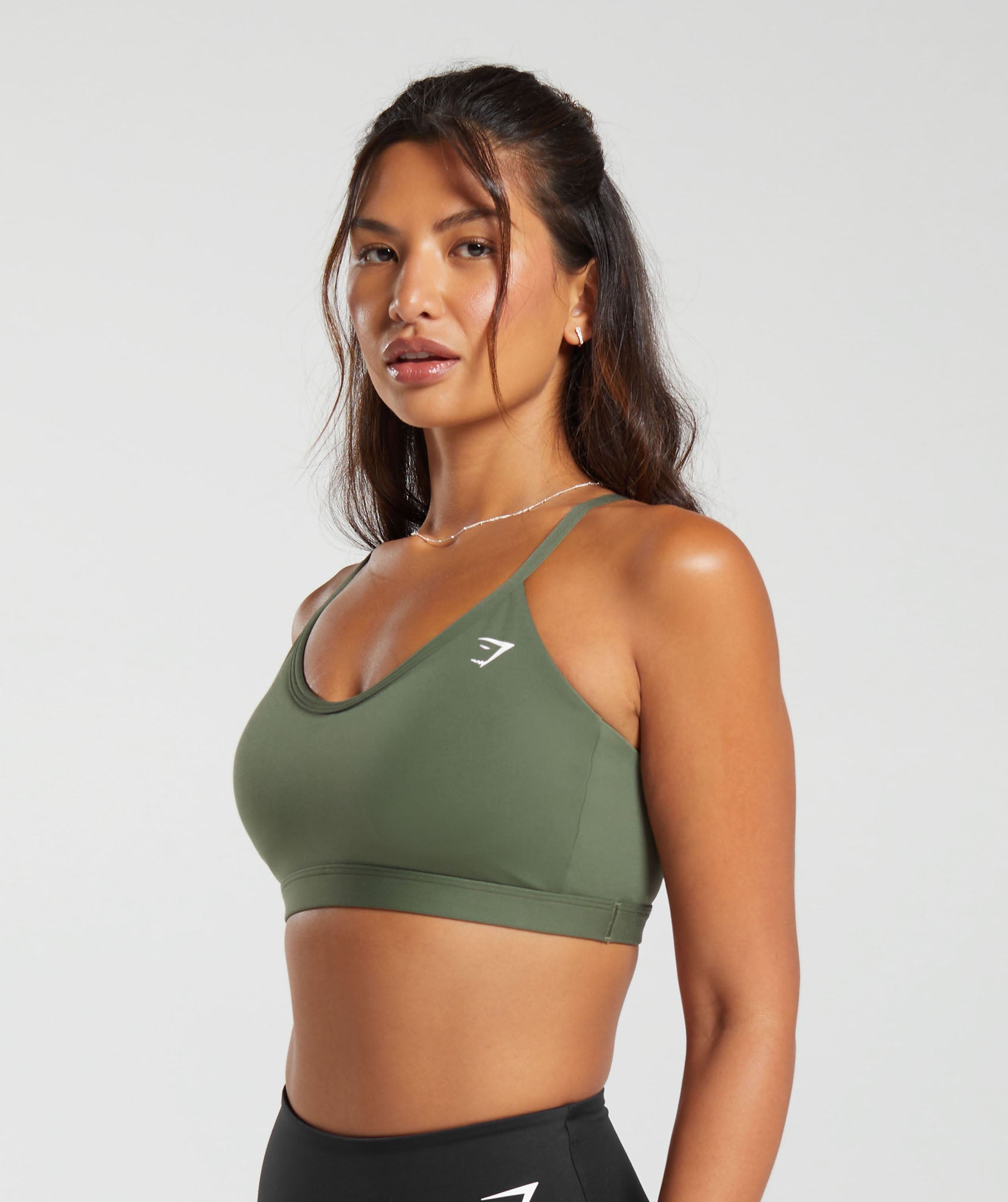 V Neck Sports Bra in Core Olive - view 3