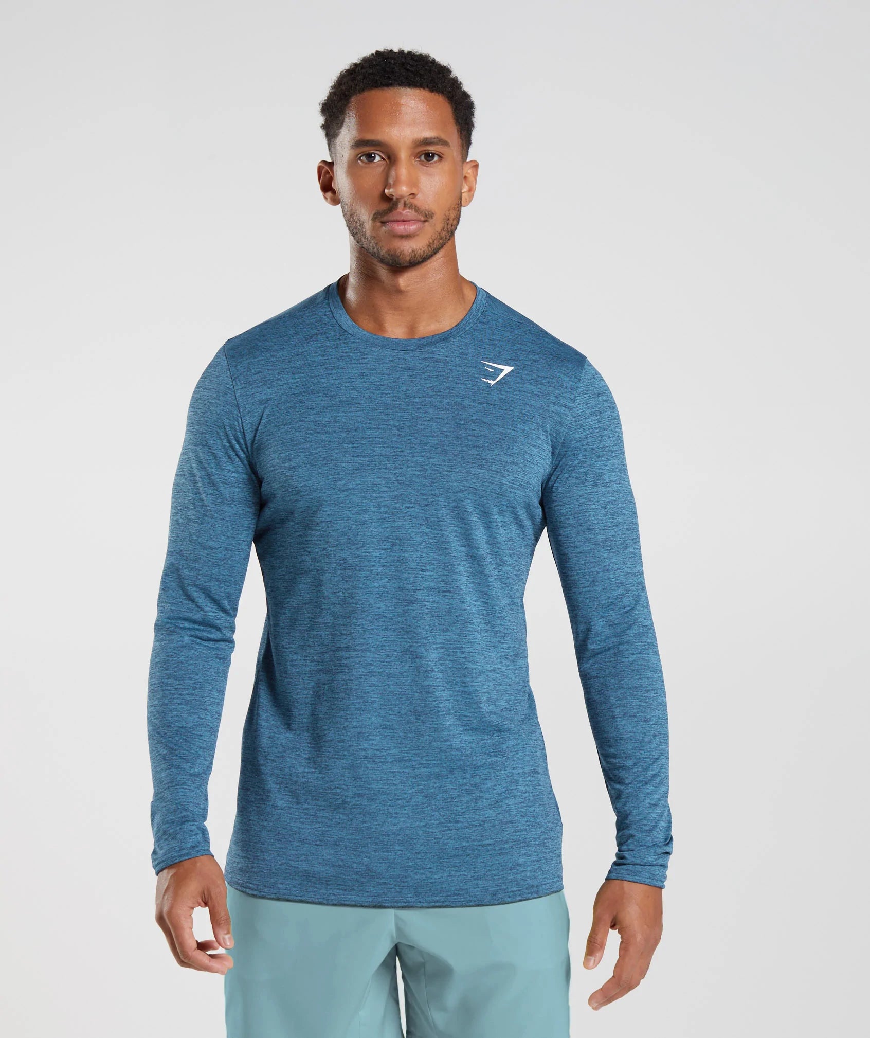 Arrival Marl Long Sleeve T-Shirt in Navy/Lakeside Blue Marl - view 1