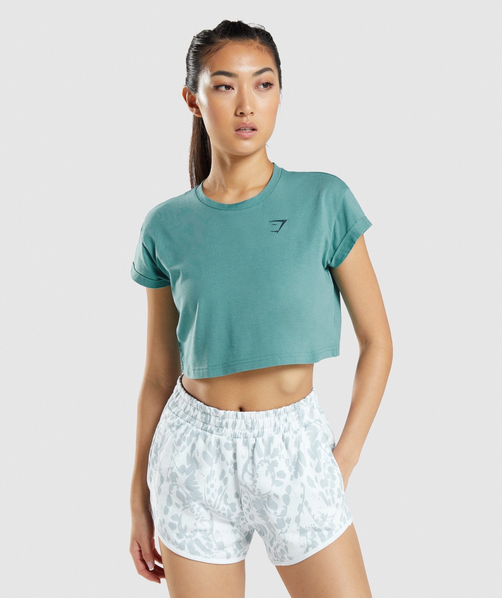 Animal Graphic Crop T-Shirt in Teal - view 3