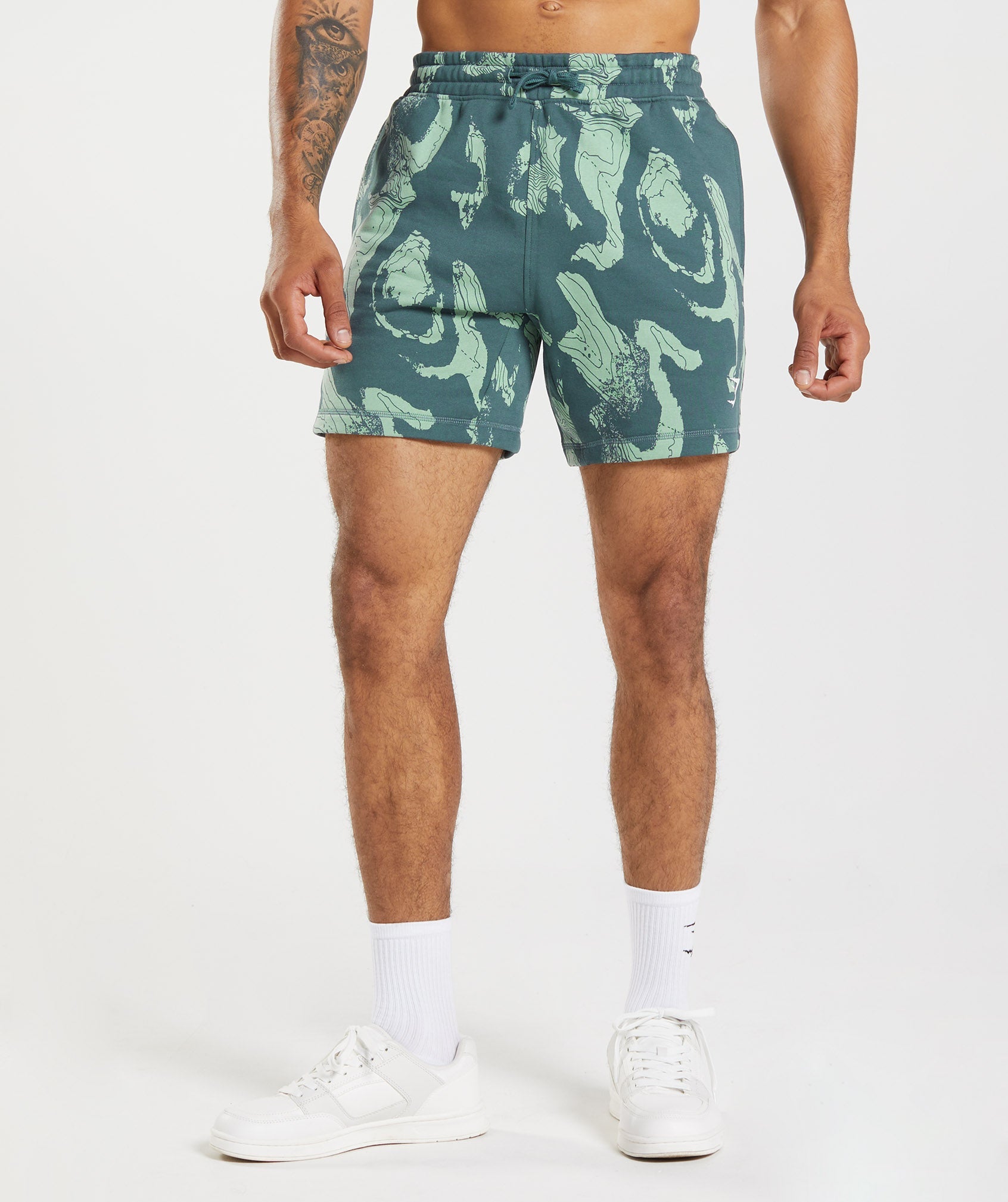 Map Print Shorts in Teal Print - view 1