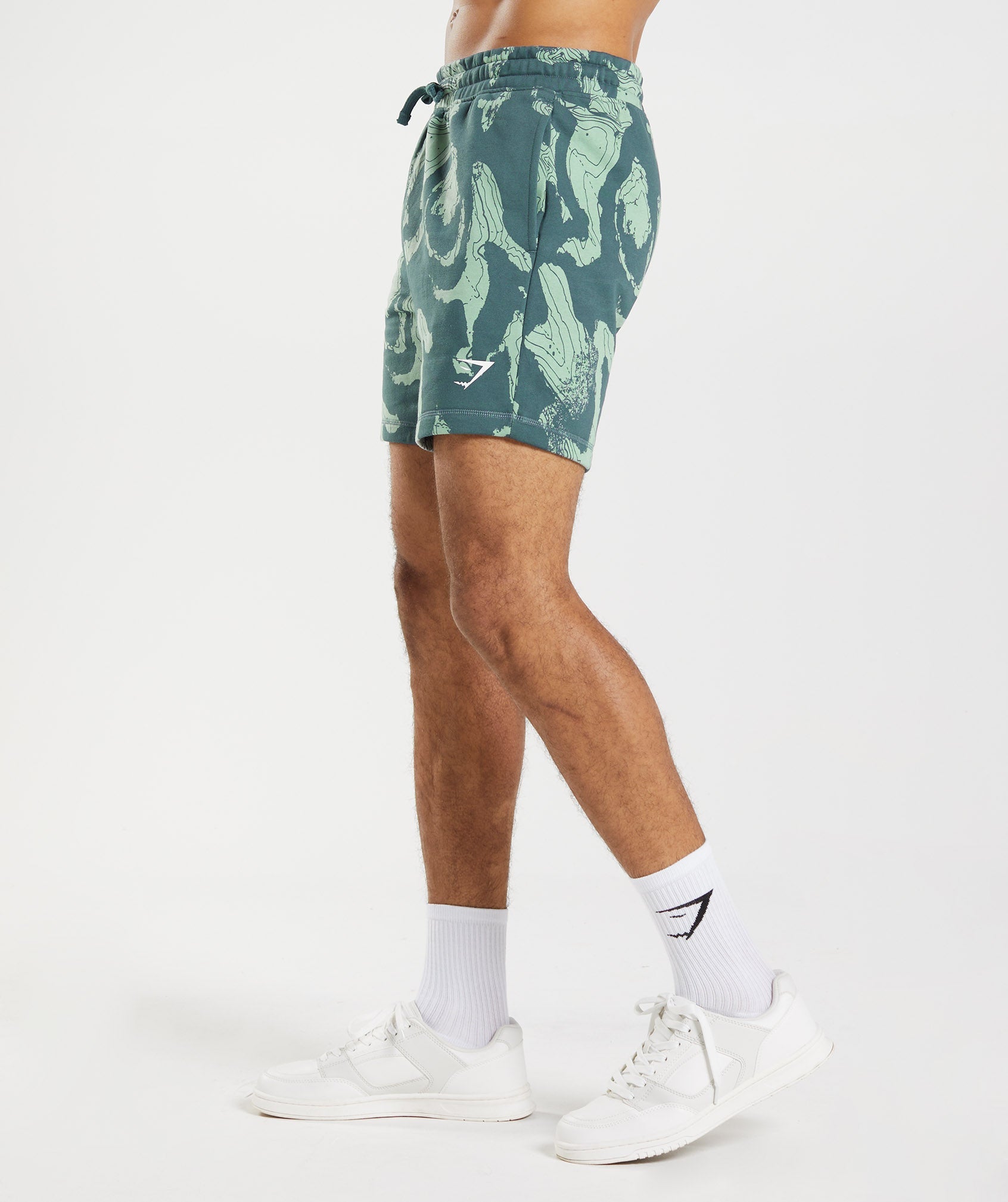 Map Print Shorts in Teal Print - view 3