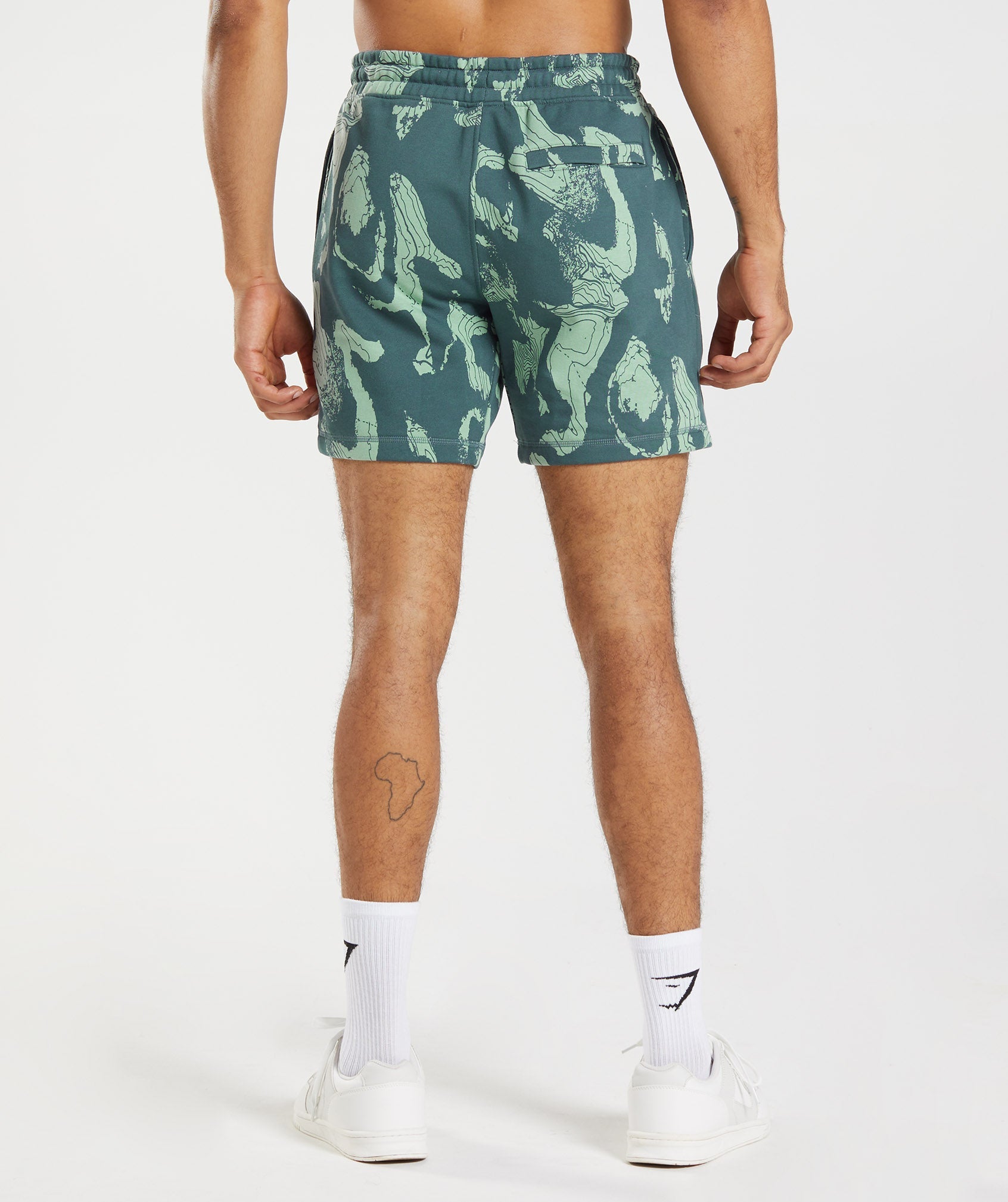 Map Print Shorts in Teal Print - view 2