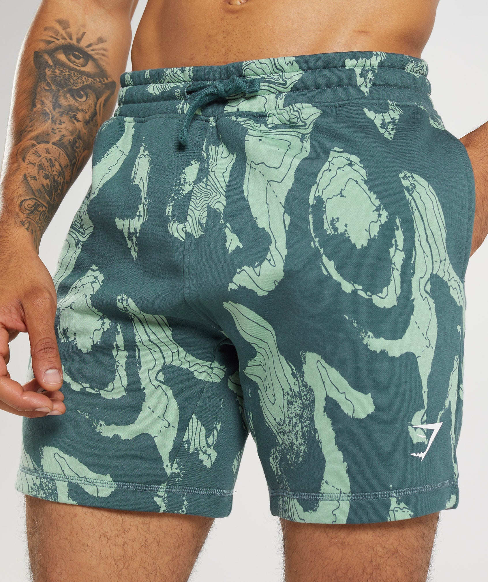 Map Print Shorts in Teal Print - view 5