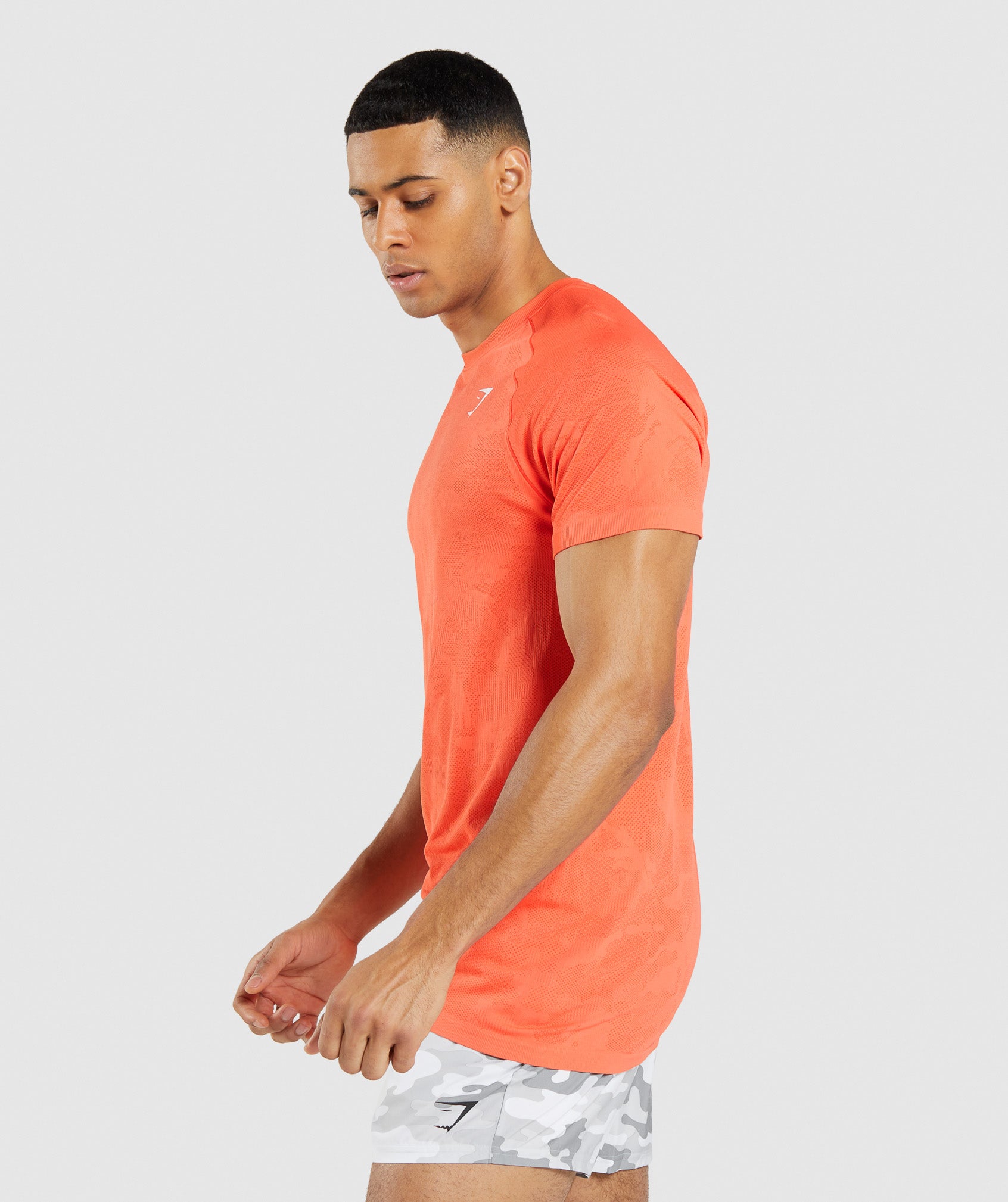 Geo Seamless T-Shirt in Papaya Orange/Spicy Orange - view 3