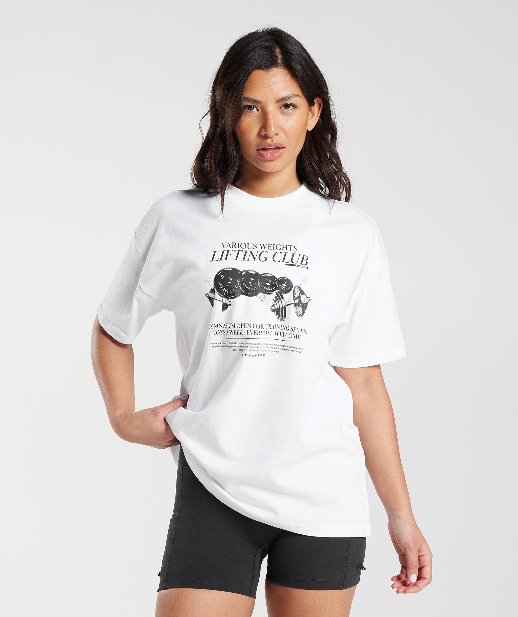 Lifting Graphic Oversized T-Shirt in White - view 1