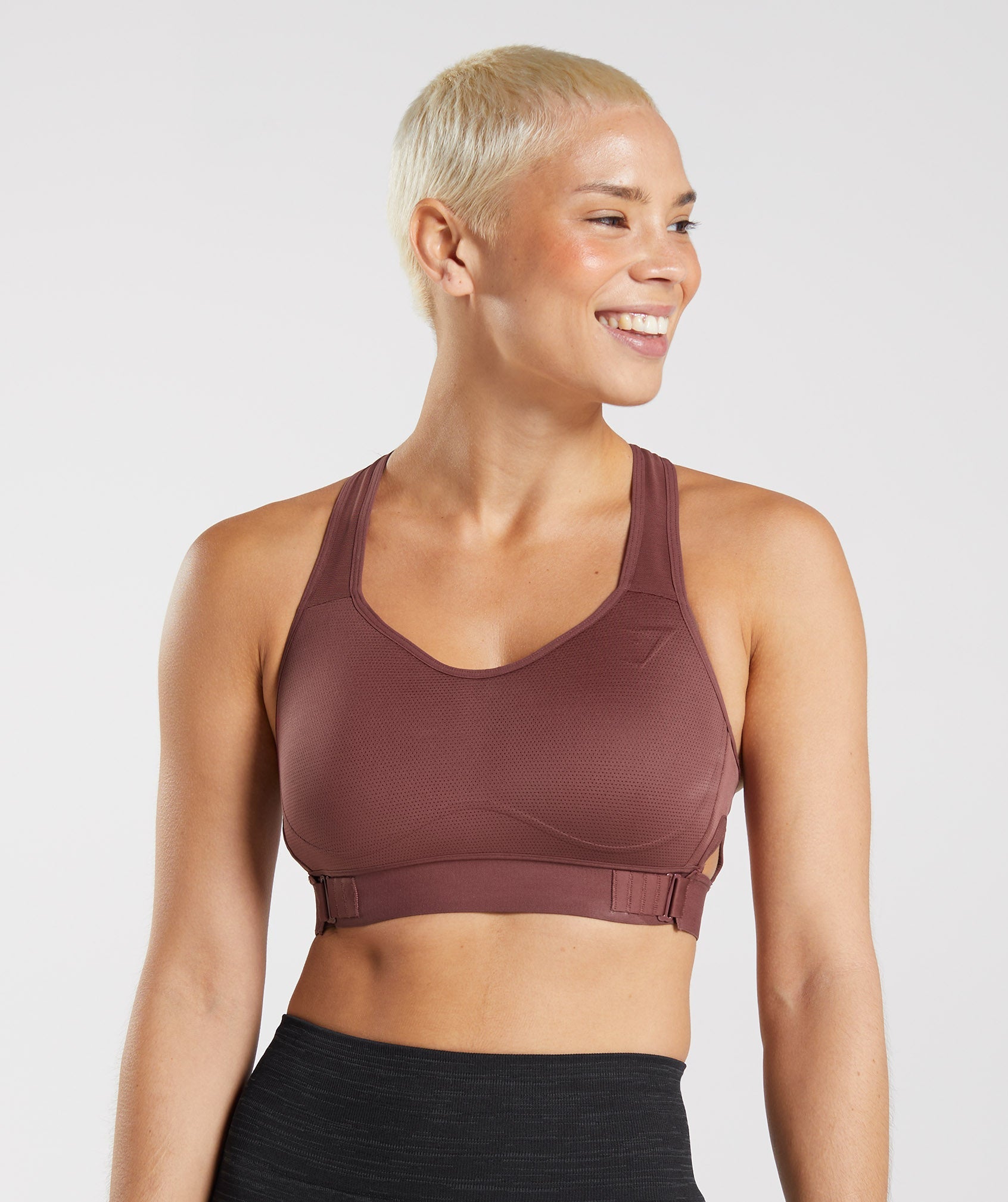 Racerback High Support Sports Bra in Cherry Brown - view 5