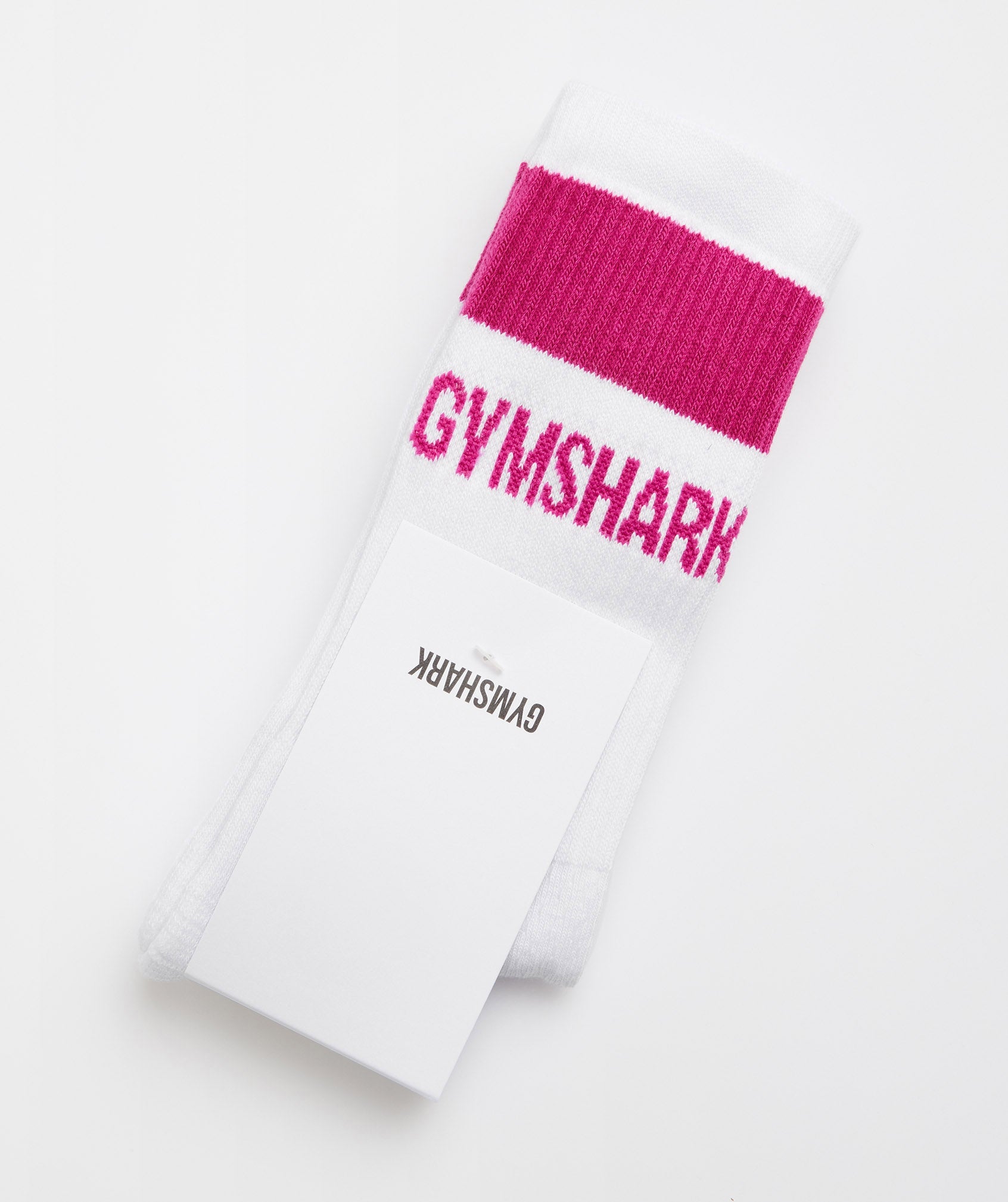 Premium Jacquard Single Socks in White/Magenta Pink - view 2