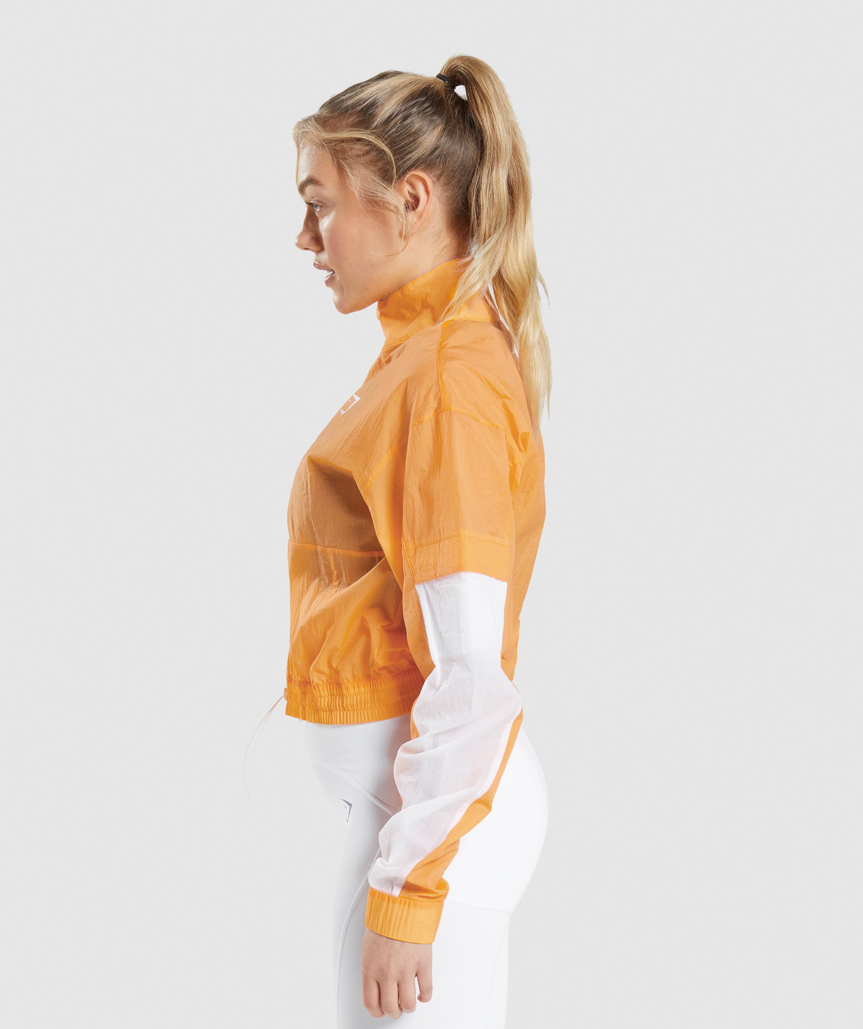 Pulse Woven Jacket in Apricot Orange/White - view 3