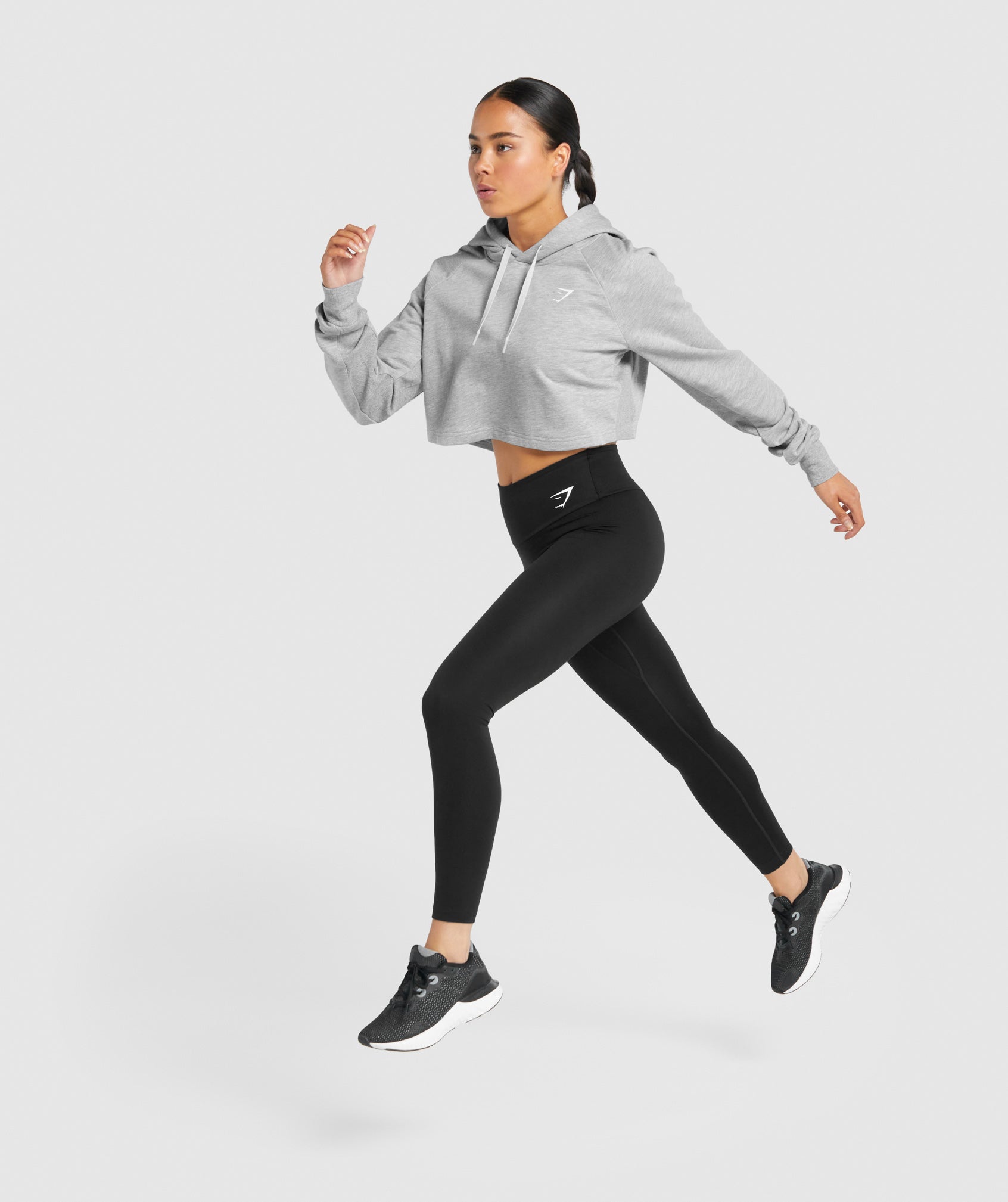 Training Cropped Hoodie in Light Grey Marl - view 4
