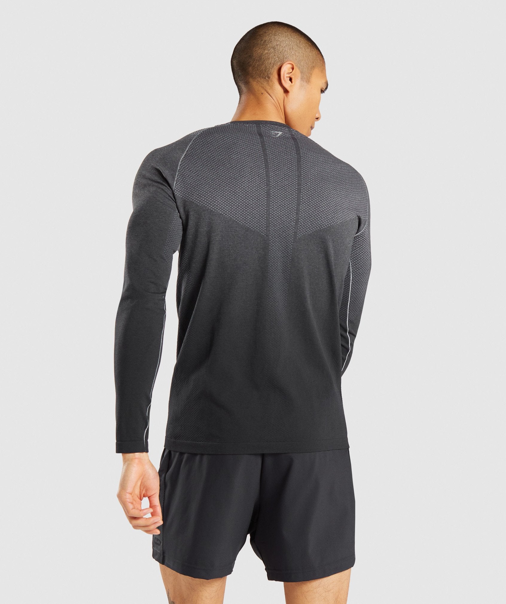 Vital Ombre Seamless Long Sleeve T-Shirt in Smokey Grey Marl/Black
