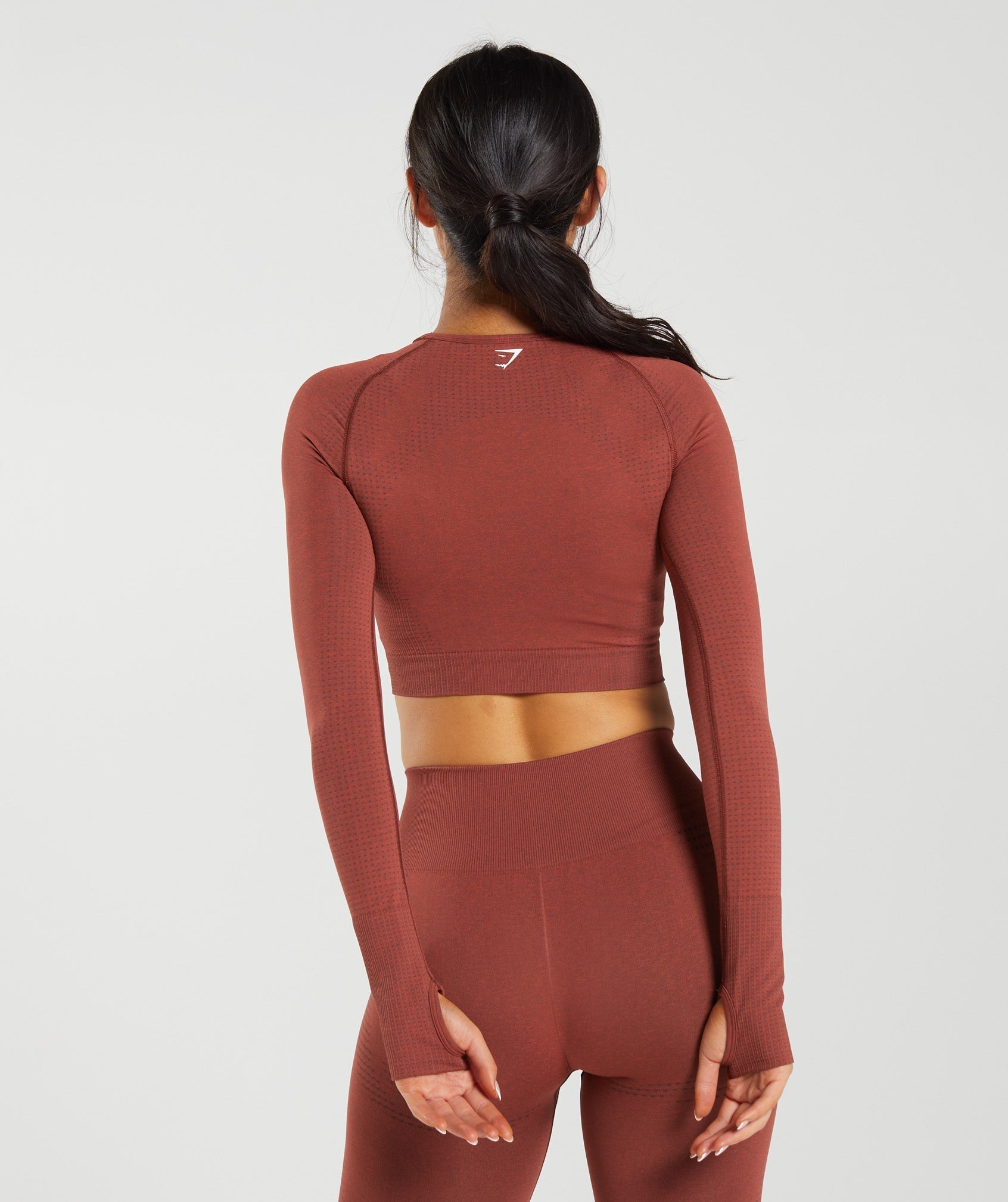 Vital Seamless 2.0 Crop Top in Brick Red Marl - view 2