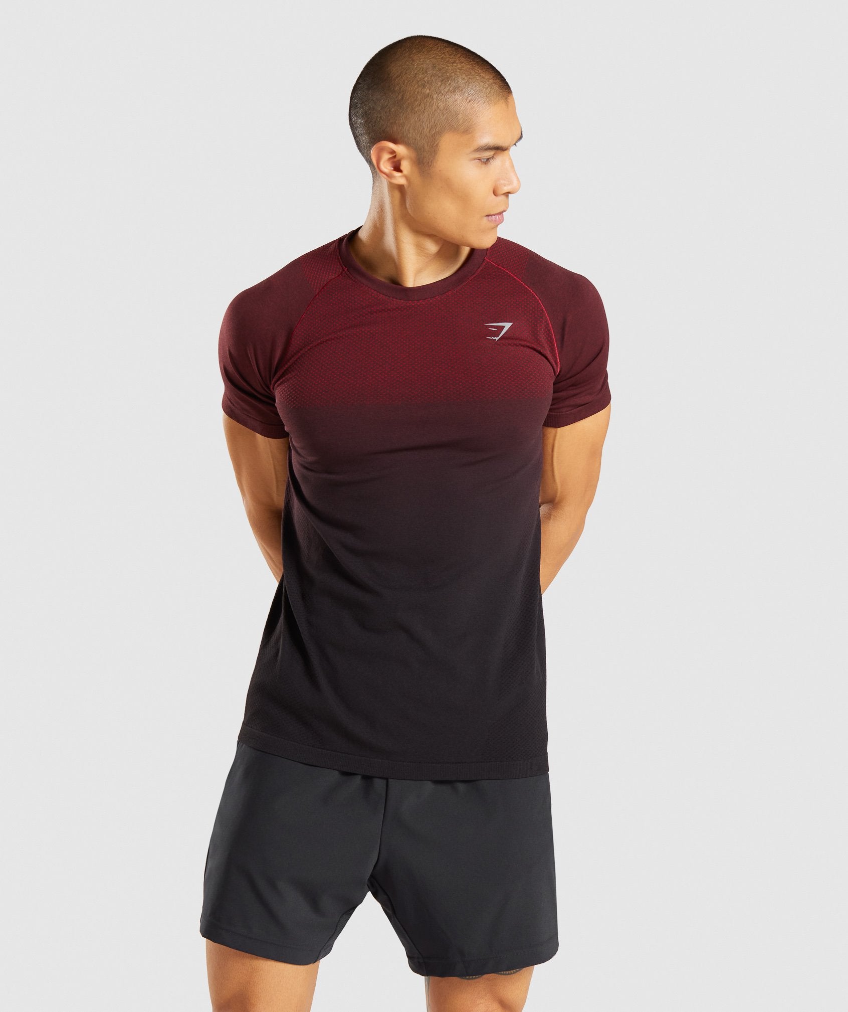 Vital Ombre Seamless T-Shirt in Burgundy Marl/Black