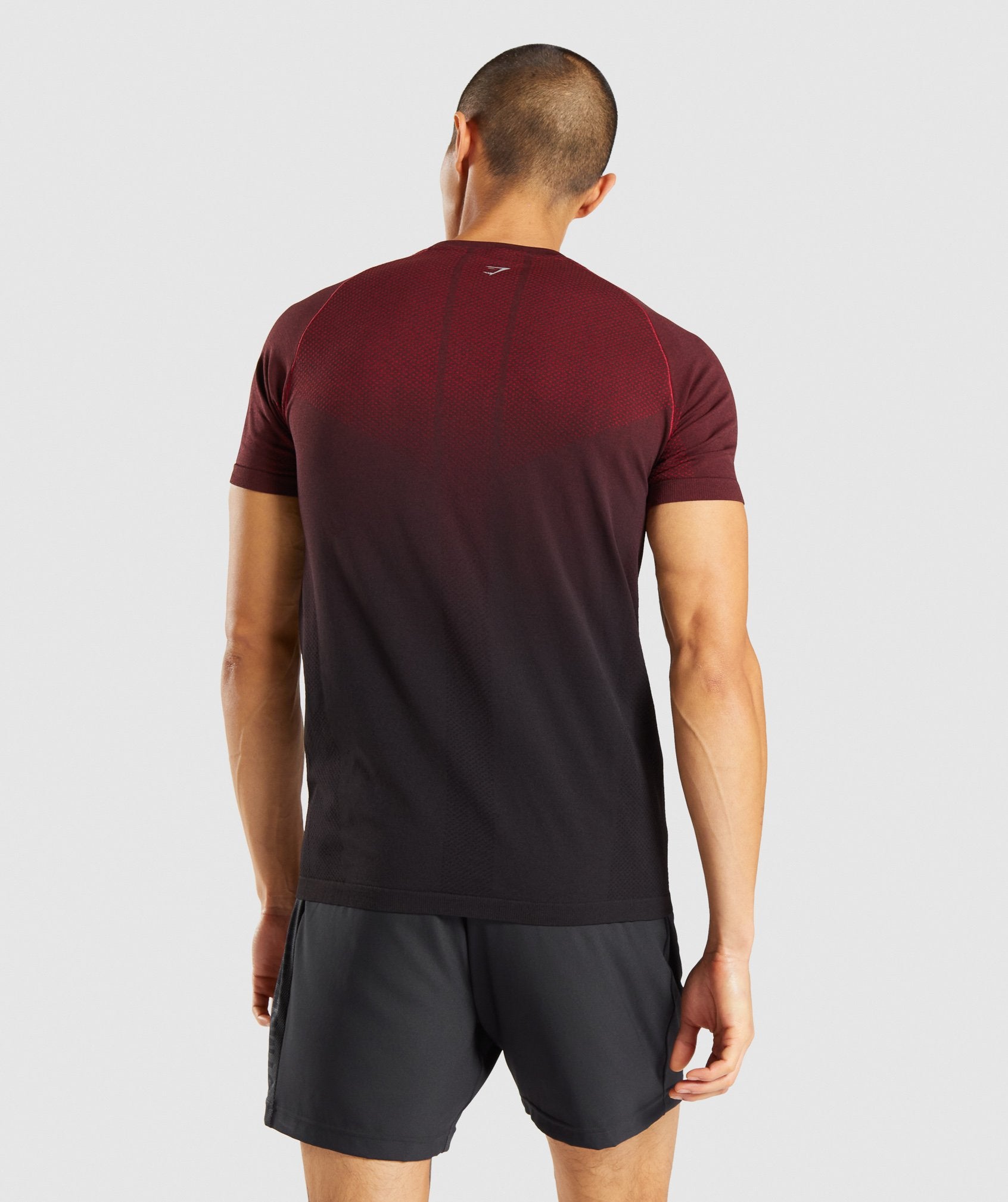 Vital Ombre Seamless T-Shirt in Burgundy Marl/Black