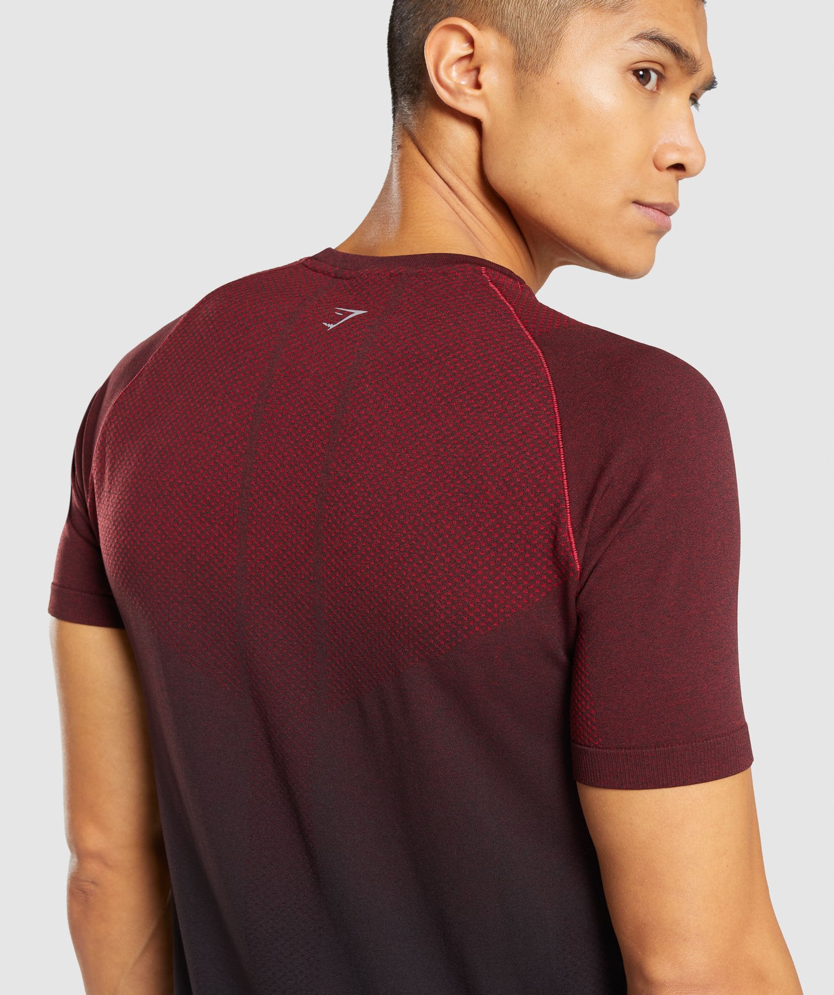 Vital Ombre Seamless T-Shirt in Burgundy Marl/Black