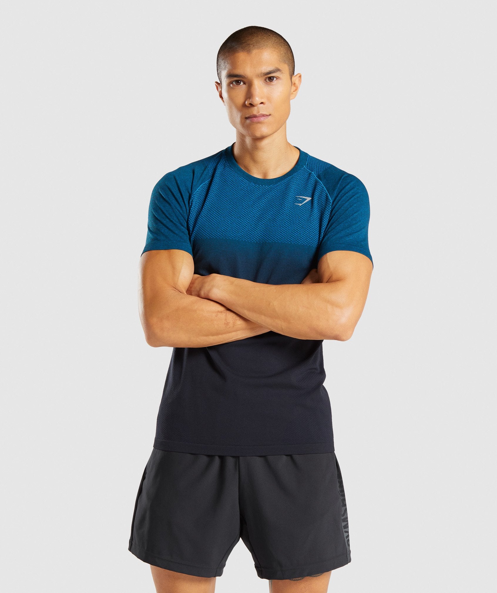 Vital Ombre Seamless T-Shirt in Teal Marl/Black - view 1