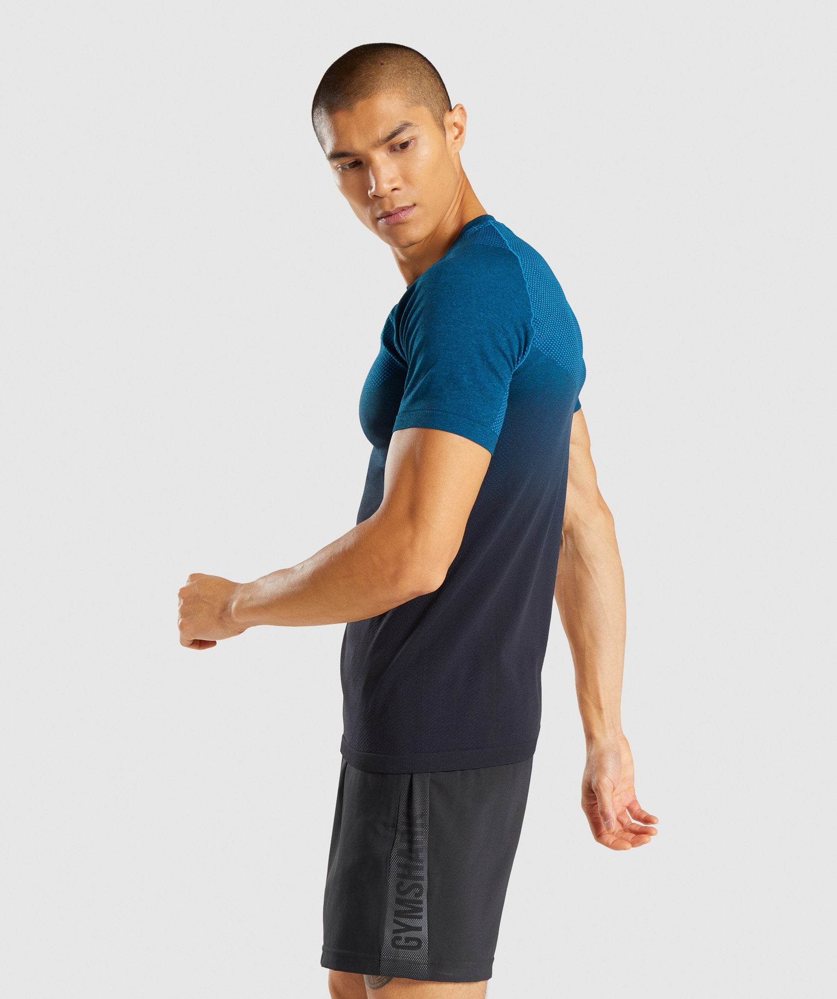 Gymshark Vital Ombre Seamless T-Shirt - Teal Marl/Black