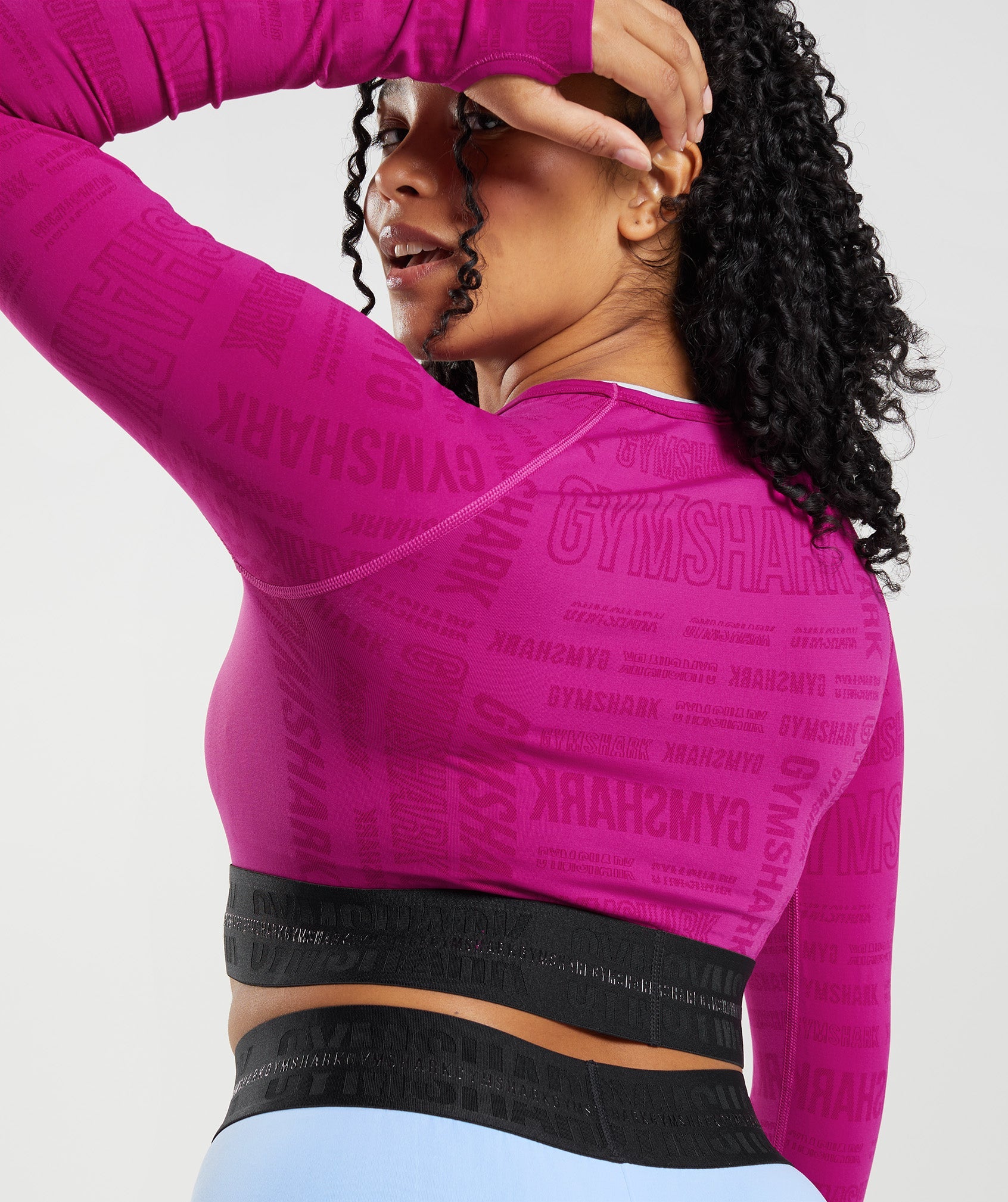 Vision Long Sleeve Crop Top in Dragon Pink - view 5