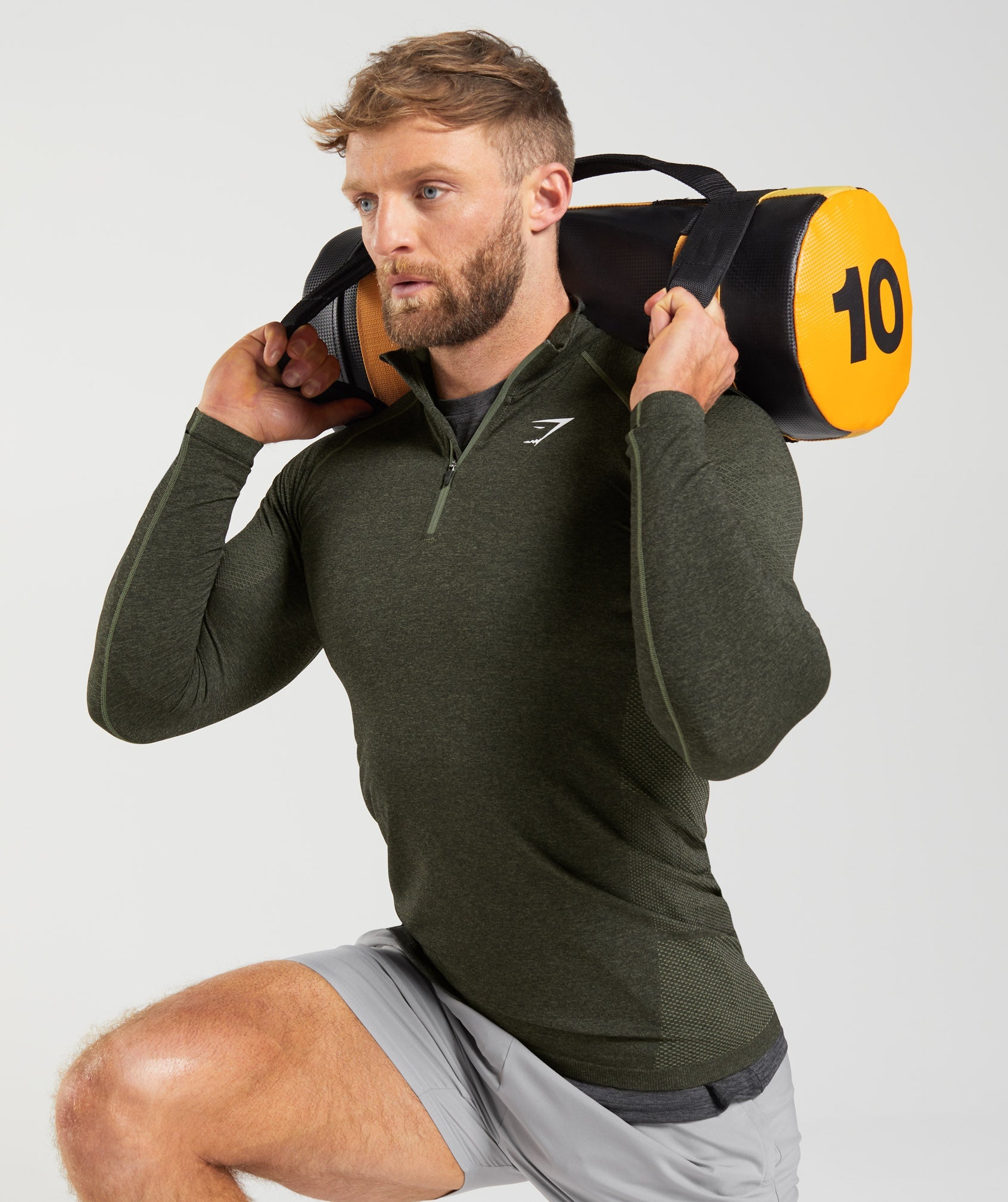 Vital Seamless 1/4 Zip in Core Olive/Black - view 4