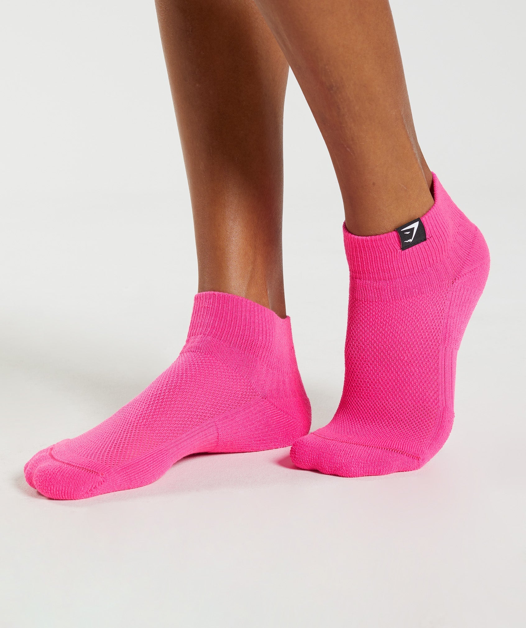 Woven Tab Sneaker Socks 3pk in Kiwi Green/Sweet Pink/Fluo Fuchsia - view 4