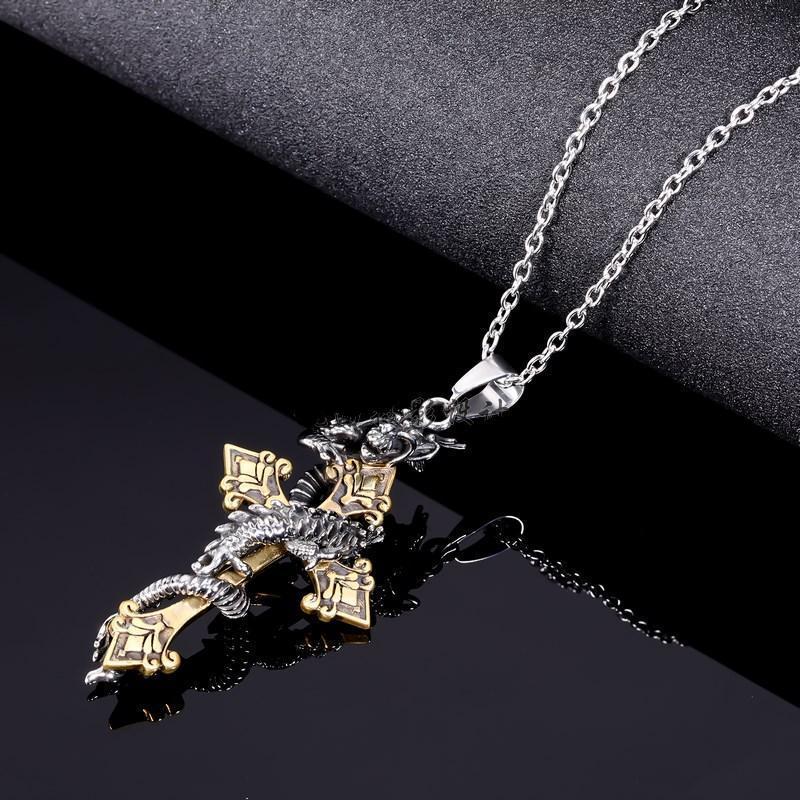 Dragon Cross Necklace - Fanduco