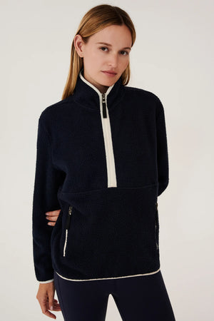 Libby Sherpa Half Zip: Indigo/Creme - LUXEpsn.com - by The Pro Shop Newtown  
