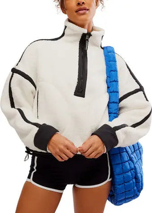 Mountain High Half Zip Fleece: White & Black - LUXEpsn.com - by The Pro Shop Newtown  