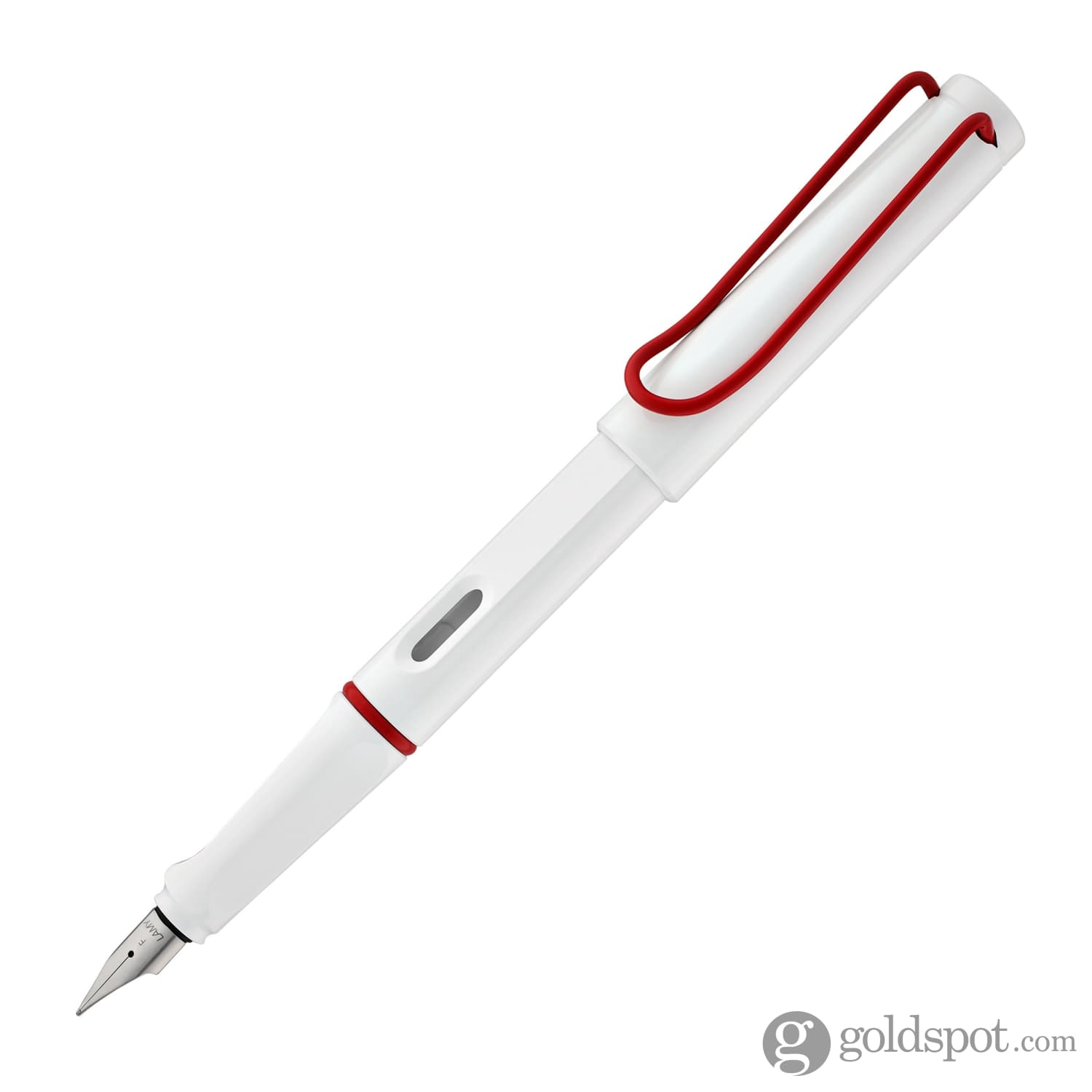 ondergoed Belastingbetaler Vrijgevigheid Lamy Safari Fountain Pen in Shiny White with Red Clip – Goldspot Pens
