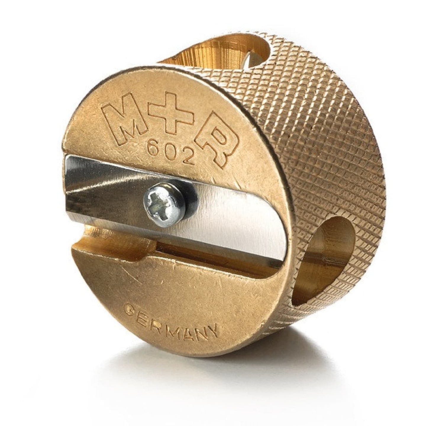 Mobius Ruppert In Brass Artists Pencil Sharpener In Double Round