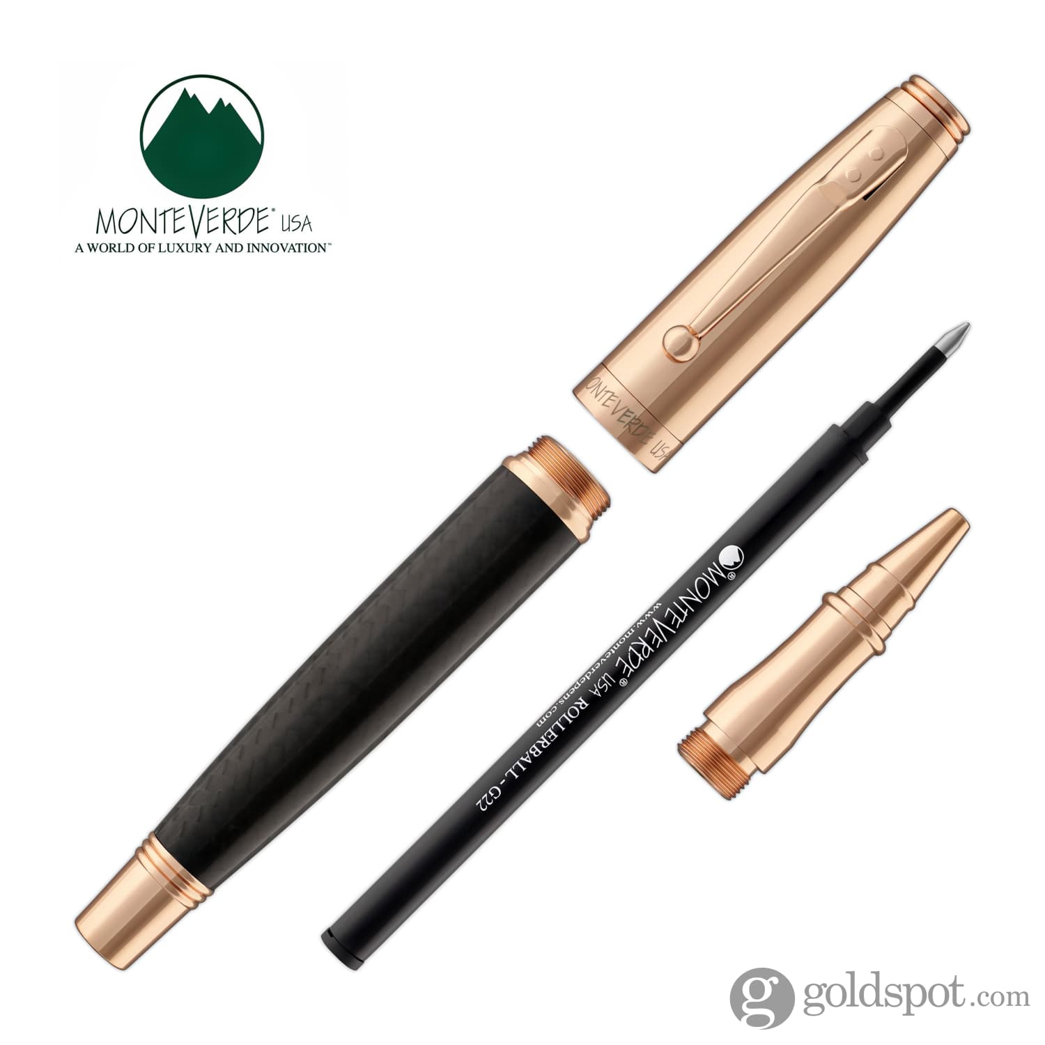 Monteverde Invincia Rose Gold with Black Carbon Fiber Rollerball