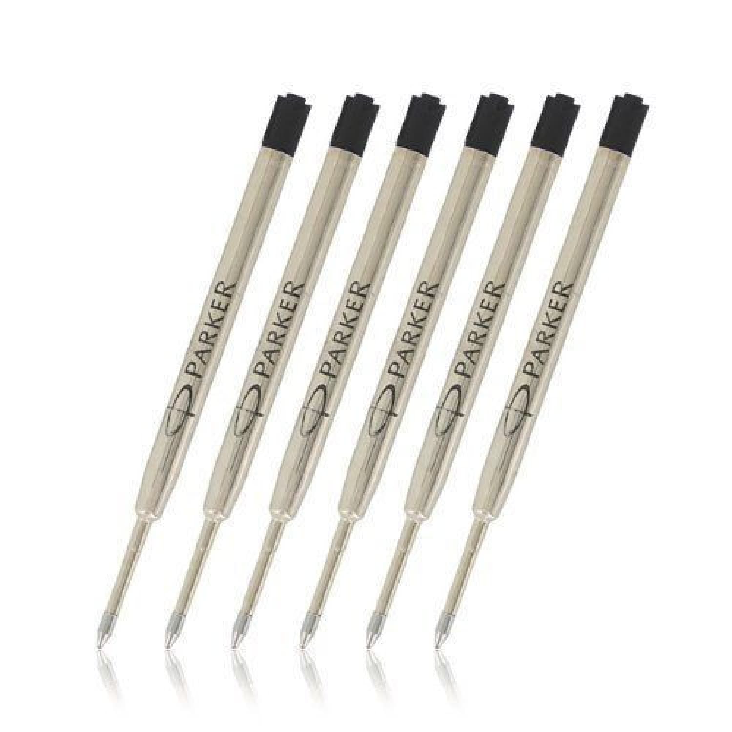 Parker Ballpoint Pen Refill in Black Medium Point Pack of 6 Goldspot Pens