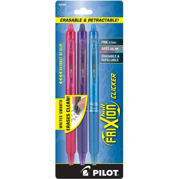Pilot FriXion Ball 0.7mm Erasable Gel Pens, Fine Point, Blue Ink, Pack Of 6