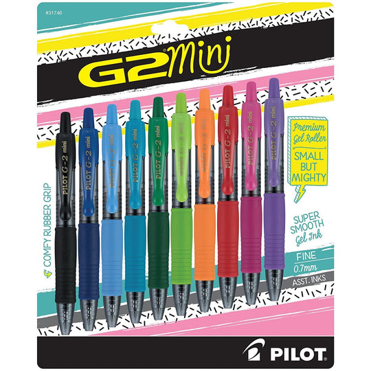 Pilot G2 Retractable Gel Ink Pens, Fine Point, 0.7 mm, Clear Barrel,  Assorted Ink Colors, Pack Of 20