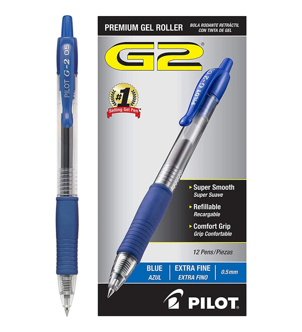 Pilot G2 Retractable Premium Gel Pens in Navy Blue - Fine Point