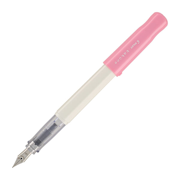 PILOT Kakuno Fountain Pen, White/Pink Barrel, Fine Nib (90122) 