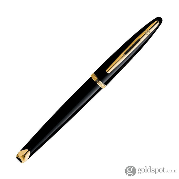 Waterman Carene Fountain Pen in Deluxe Black with Gold Trim - 18K Gold Fine  Point