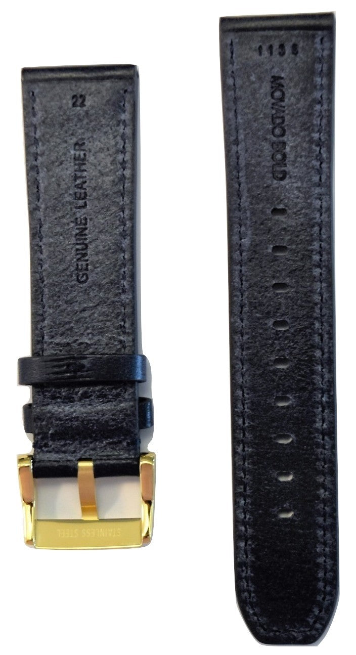 Movado Bold 22mm Navy Blue Leather Band Strap With Buckle