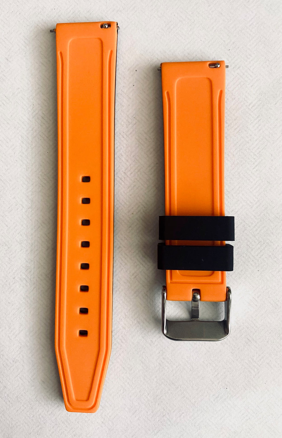 Seiko Diver 20mm Black / Orange Rubber Watch Band Strap | WATCHBAND EXPERT