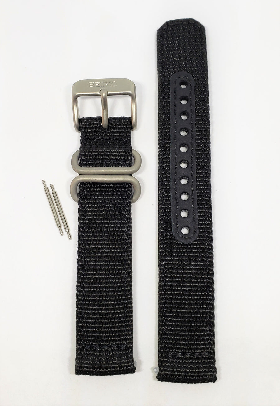 SEIKO 18mm SNK809 Black Nylon Watch Band | WATCHBAND EXPERT