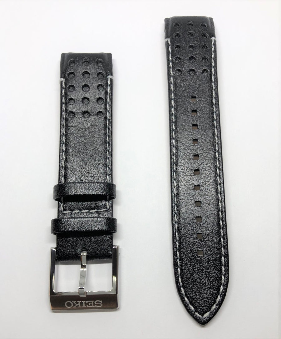 Seiko Sportura 21mm SSC359 Black Leather Strap Band | WATCHBAND EXPERT
