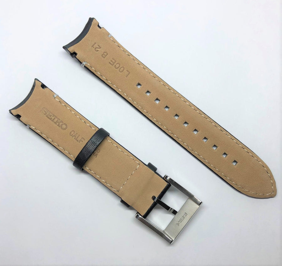 Seiko Sportura 21mm SSC359 Black Leather Strap Band | WATCHBAND EXPERT