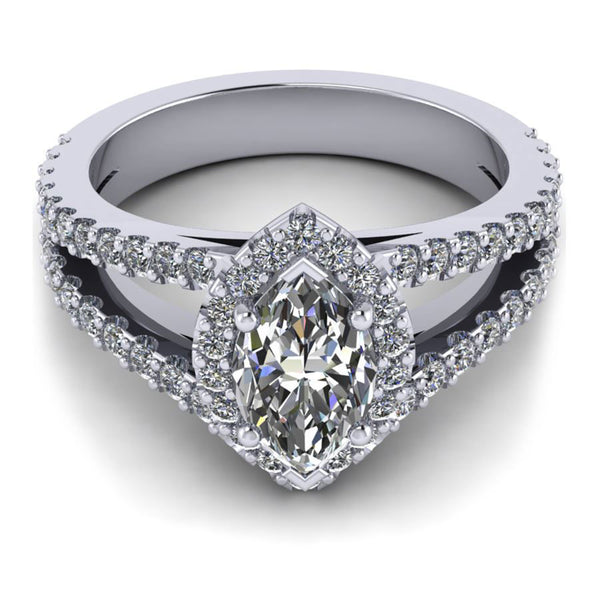 Two rows halo with marquise center stone - Engagement rings in Boston ...