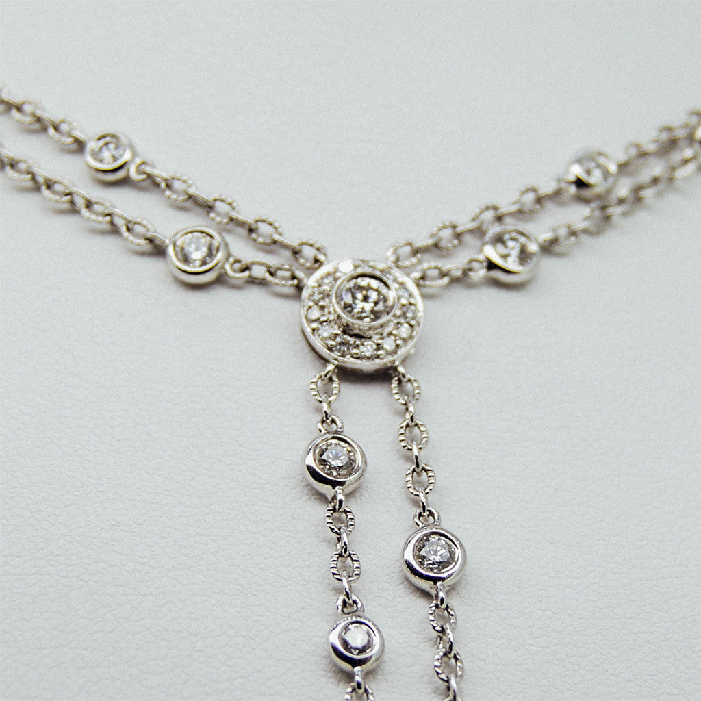 By The Yard White Gold And Diamond Double Necklace