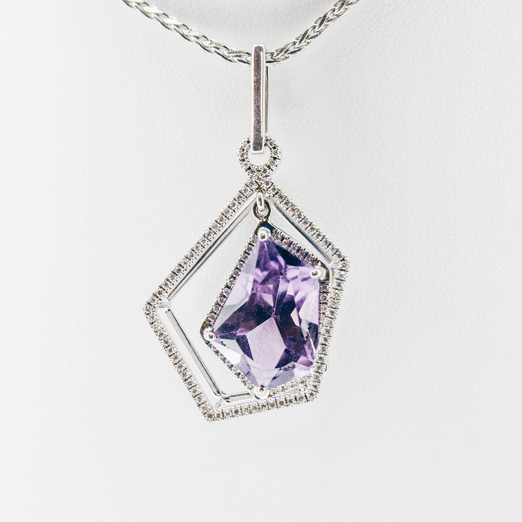 Diamonds And Purple Amethyst Necklace