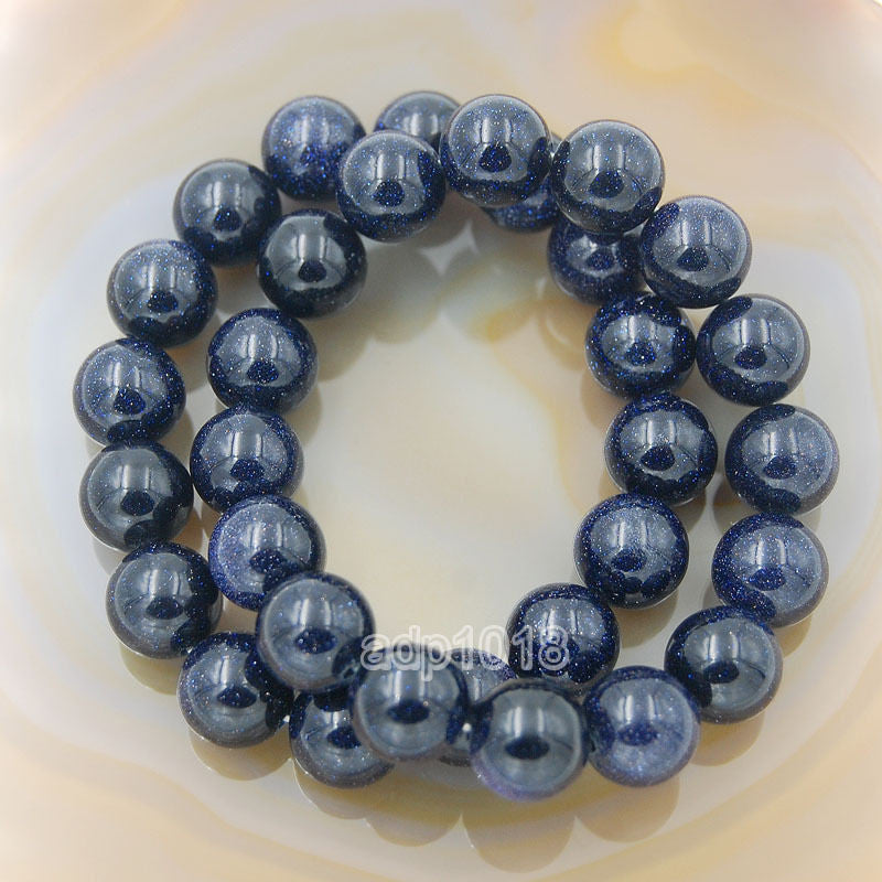 Natural Blue Sandstone Gemstone Beads Stretch Bracelet Healing Reiki ...