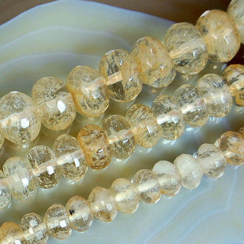 Faceted Natural Yellow Volcano Quartz Rondelle Gemstone Round Loose Be ...