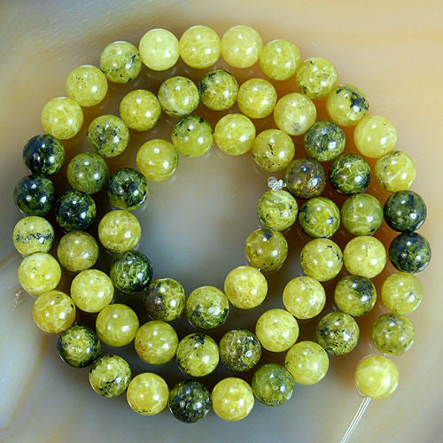 Natural Yellow Turquoise Gemstone Round Loose Beads on a 15.5" Strand