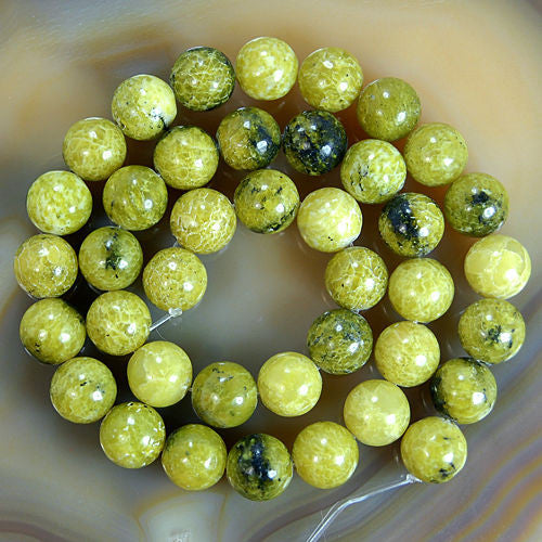 Natural Yellow Turquoise Gemstone Round Loose Beads on a 15.5" Strand