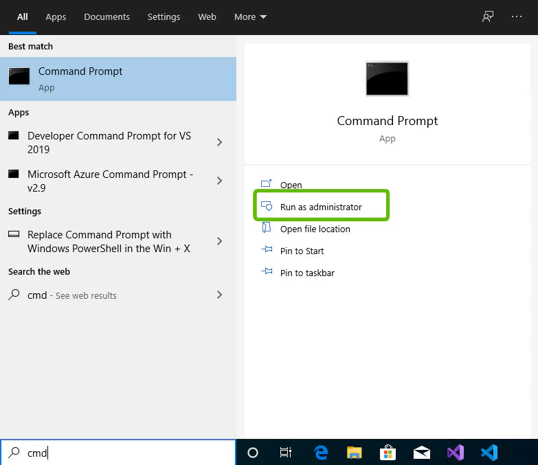Screenshot of command prompt to run office deployment tool