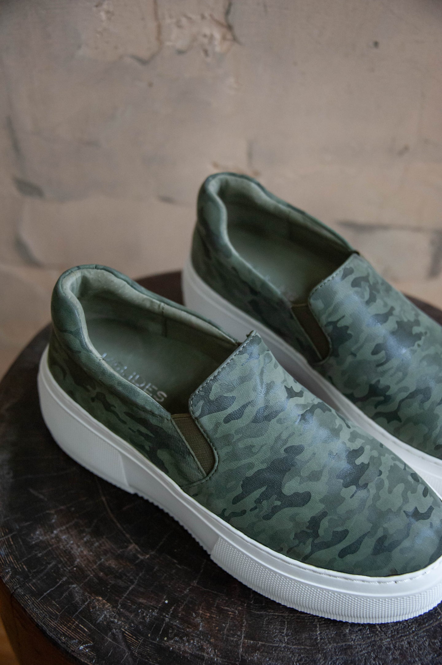 j slides camo sneaker